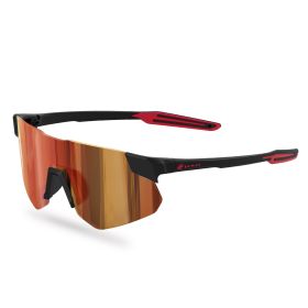 Sport Sunglasses for Mens Womens, Wrap around Sunglasses, Non-Slip Nose Pads for Climbing and Running, UV400 Protection (Lens Color: Orange-red)